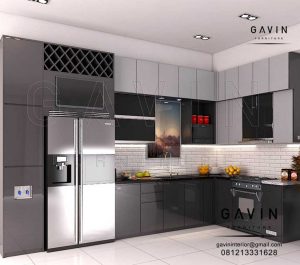 interior dapur minimalis modern warna dark grey